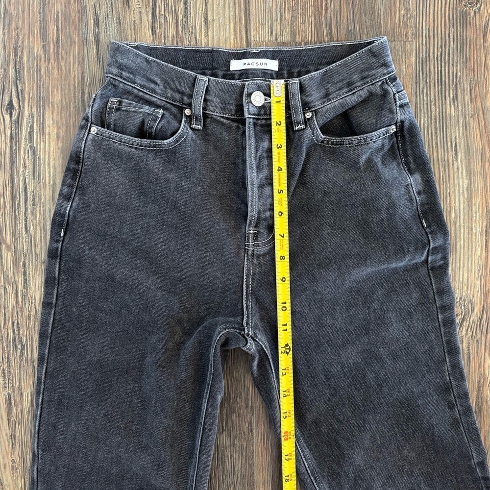 PacSun High Rise Bootcut Jeans Womens 25 Button Fly Faded Black Denim Cotton - Picture 6 of 13